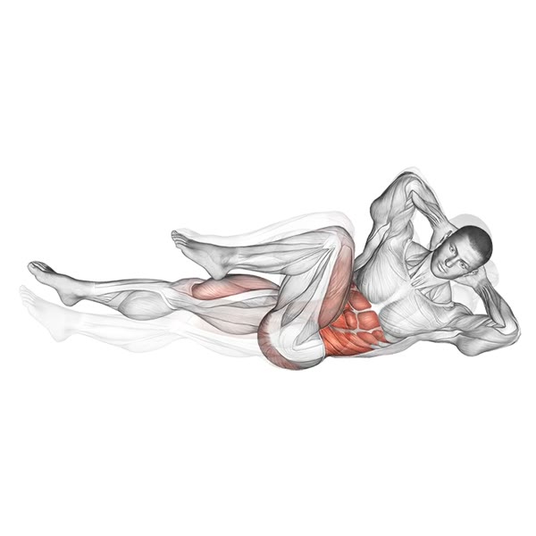 Alternating Crossed Lower Crunch — ejercicio de Abdomen, nivel Intermedio