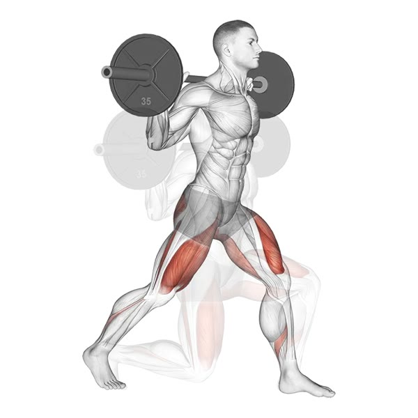 Barbell Lunge Squat — ejercicio de Pierna, nivel Intermedio