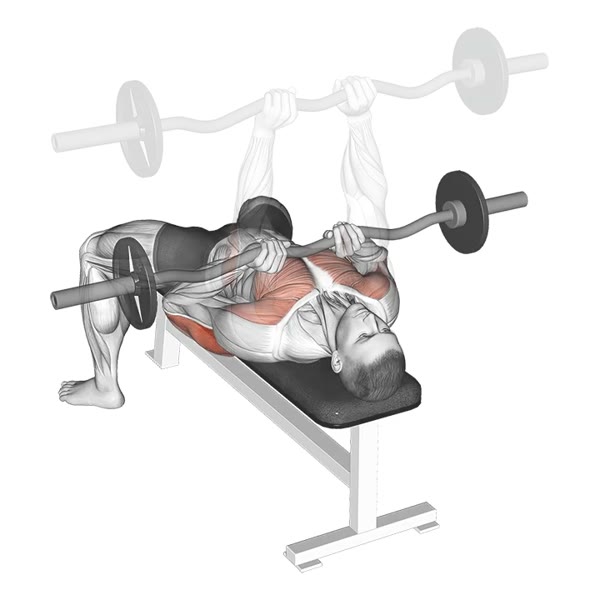 Close Up Barbell Bench Press — ejercicio de Pecho, nivel Intermedio