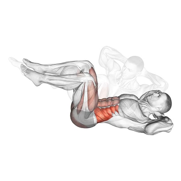 Cross Crunch with Legs Elevated — ejercicio de Abdomen, nivel Intermedio