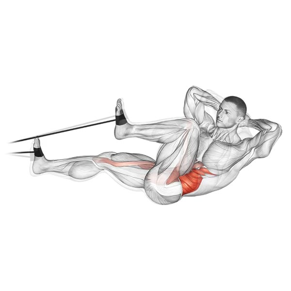 Crunch Cross with Bands — ejercicio de Abdomen, nivel Intermedio