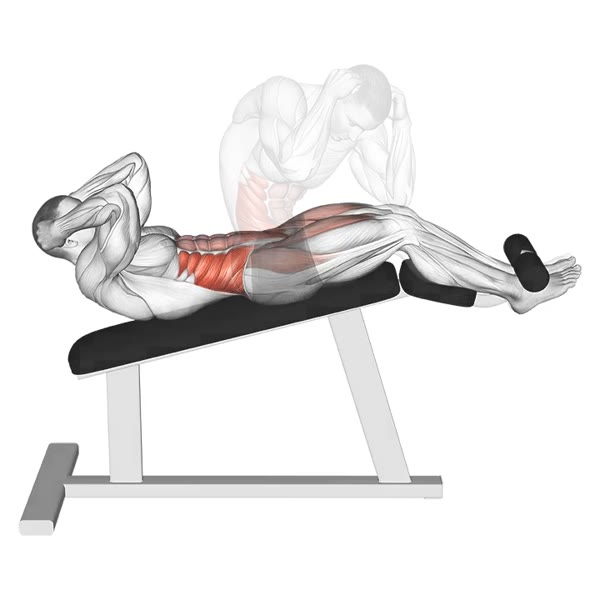 Declined Cross Over Crunch — ejercicio de Abdomen, nivel Intermedio