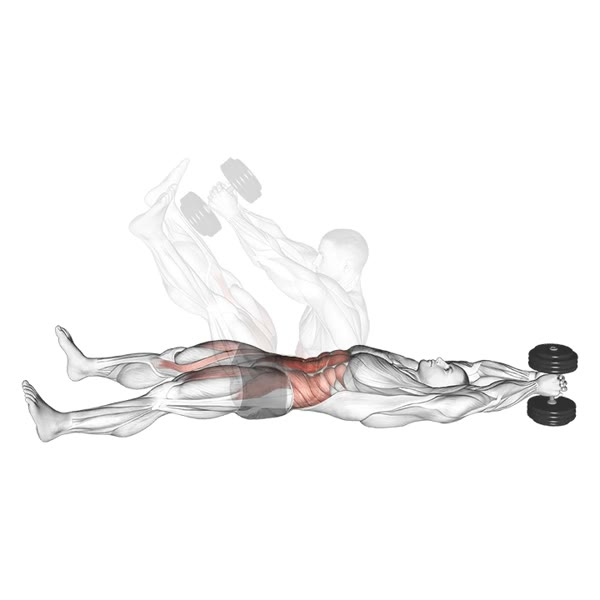 Dumbbell V ups — ejercicio de Abdomen, nivel Intermedio