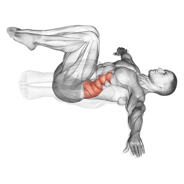 Half Wipers with bent legs — ejercicio de Abdomen, nivel Principiante