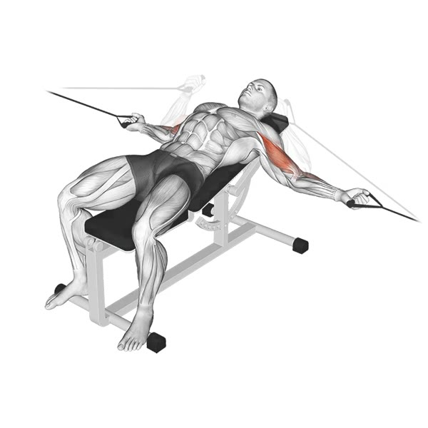 Incline Horizontal Curl with Pulley — ejercicio de Bíceps, nivel Avanzado