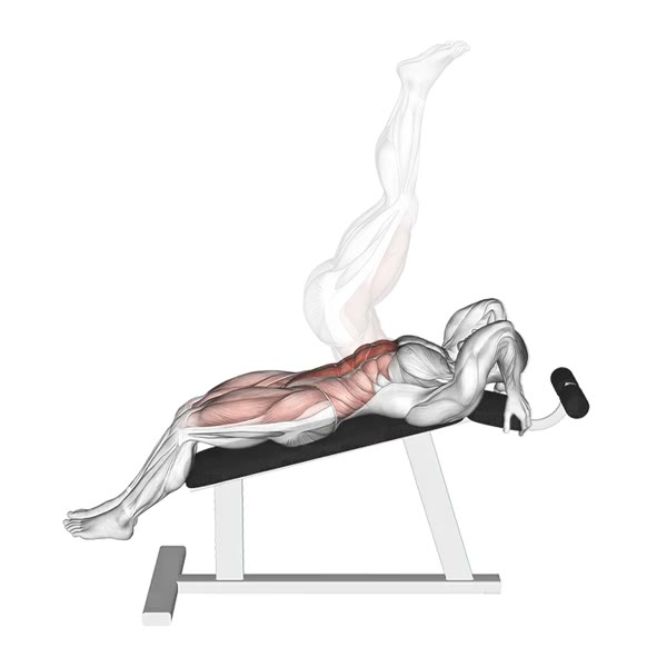 Incline Lower Crunch with Legs Extended — ejercicio de Abdomen, nivel Intermedio