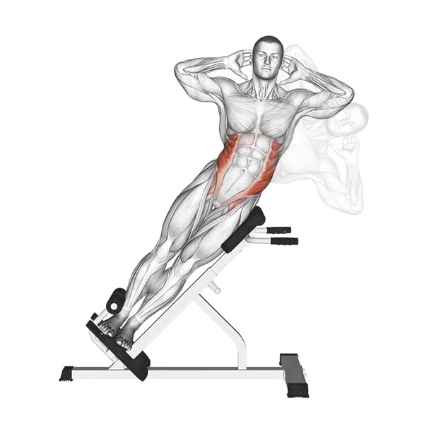 Incline Side Crunch — ejercicio de Abdomen, nivel Intermedio