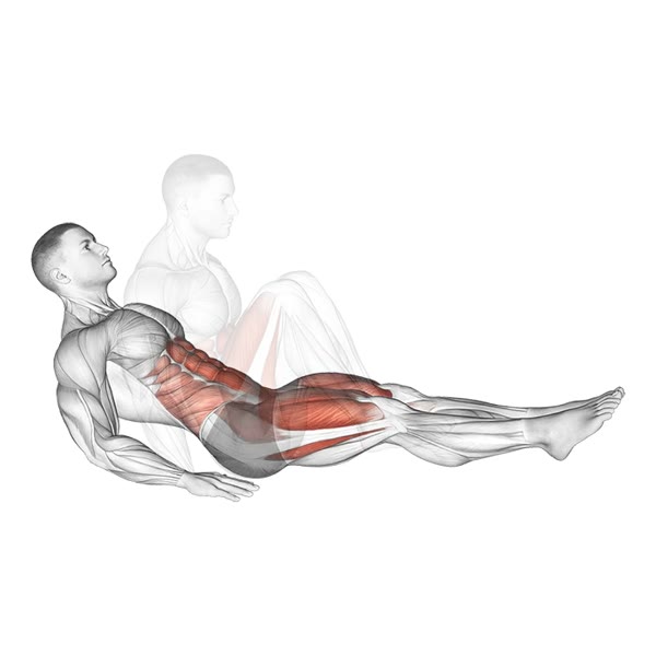 Lower seated crunch — ejercicio de Abdomen, nivel Avanzado