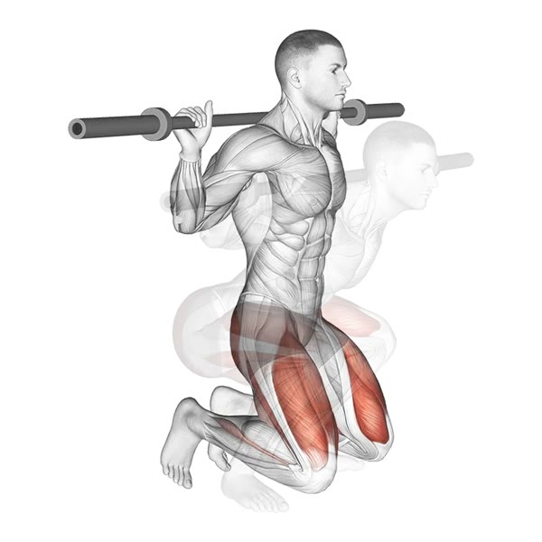 Squat jumps with barbell — ejercicio de Pierna, nivel Intermedio