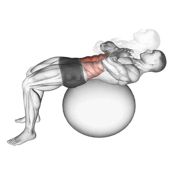 Superior Crunch on Fitball — ejercicio de Abdomen, nivel Intermedio